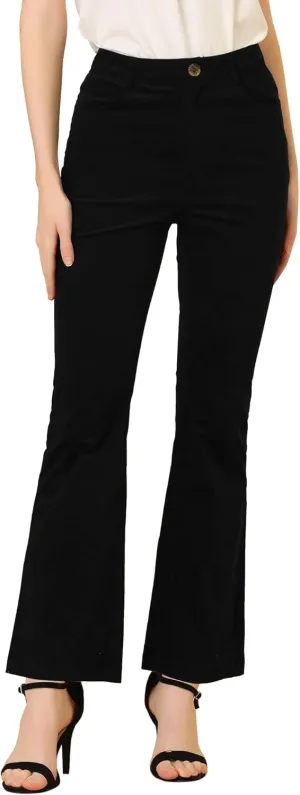 Allegra K Women's Vintage Flare Trousers High Waist Long Bell Bottom Corduroy Pants