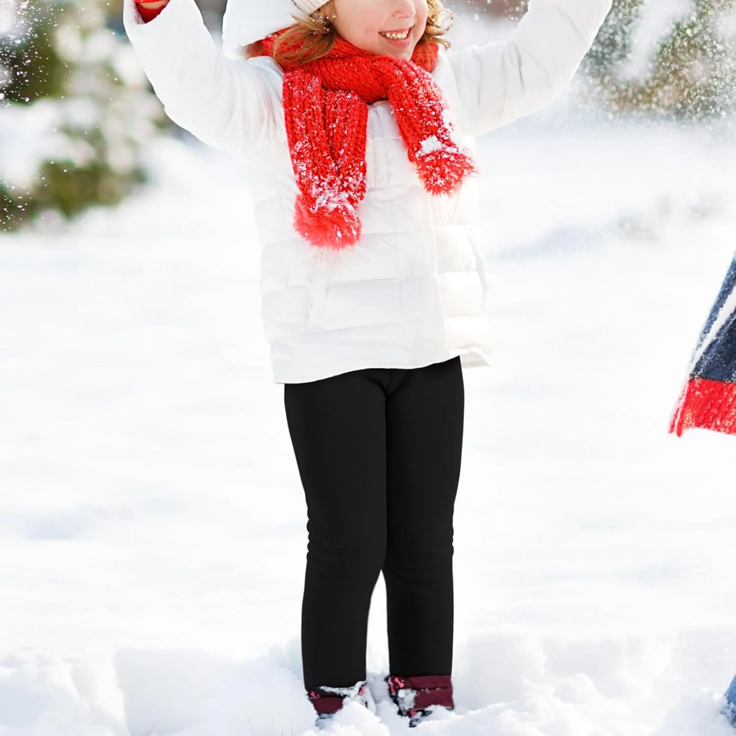 BOOPH Girls Winter Leggings Fleece Lined Toddler Kids Basic Full Length Pants