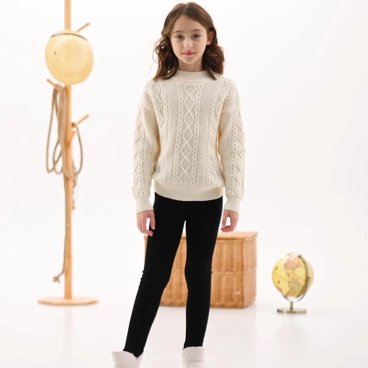 BOOPH Girls Winter Leggings Fleece Lined Toddler Kids Basic Full Length Pants