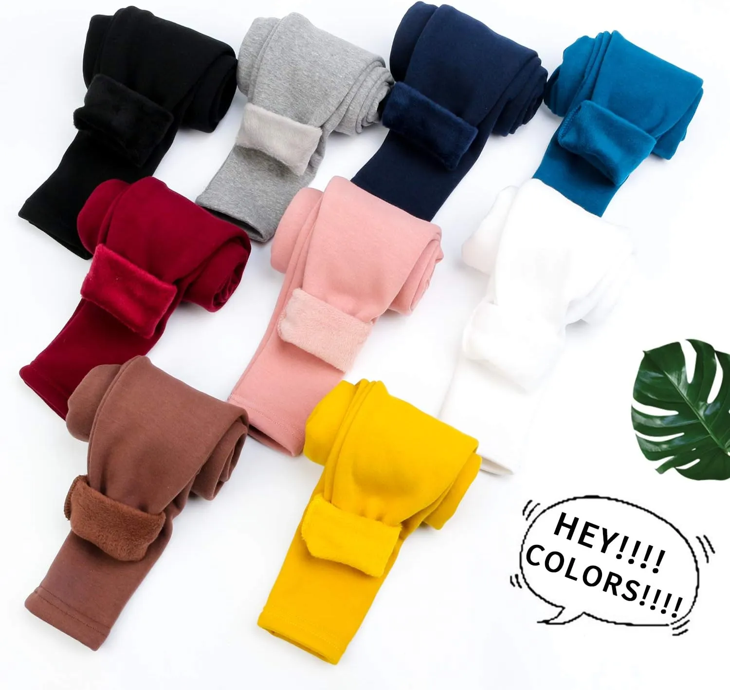 BOOPH Girls Winter Leggings Fleece Lined Toddler Kids Basic Full Length Pants