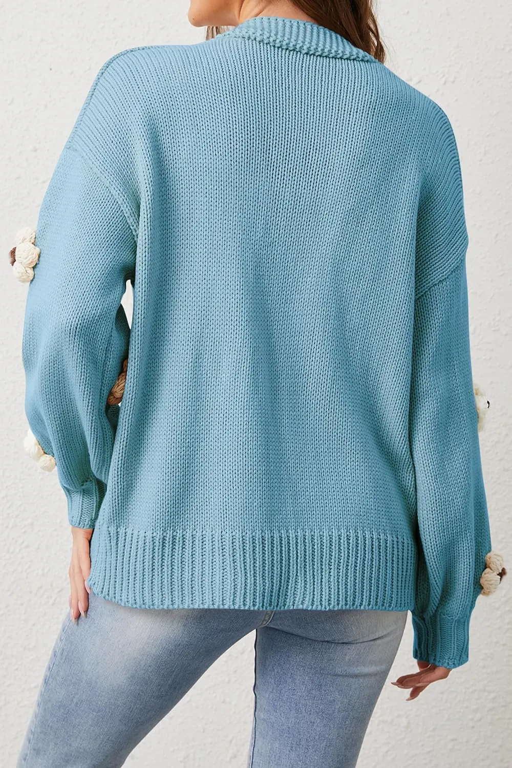 Cakulo Womens 2024 Cardigan Sweaters Fall Oversized Chunky 3D Flower Open Front Knit Cardigans Trendy