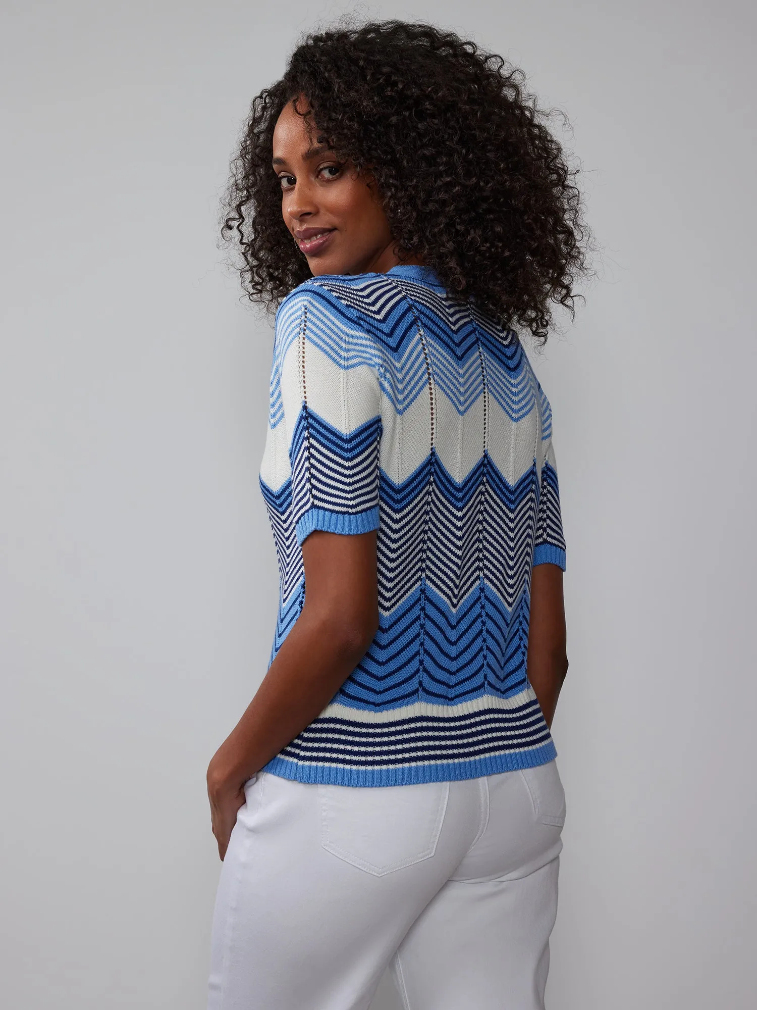 Chevron Front Button Cardigan