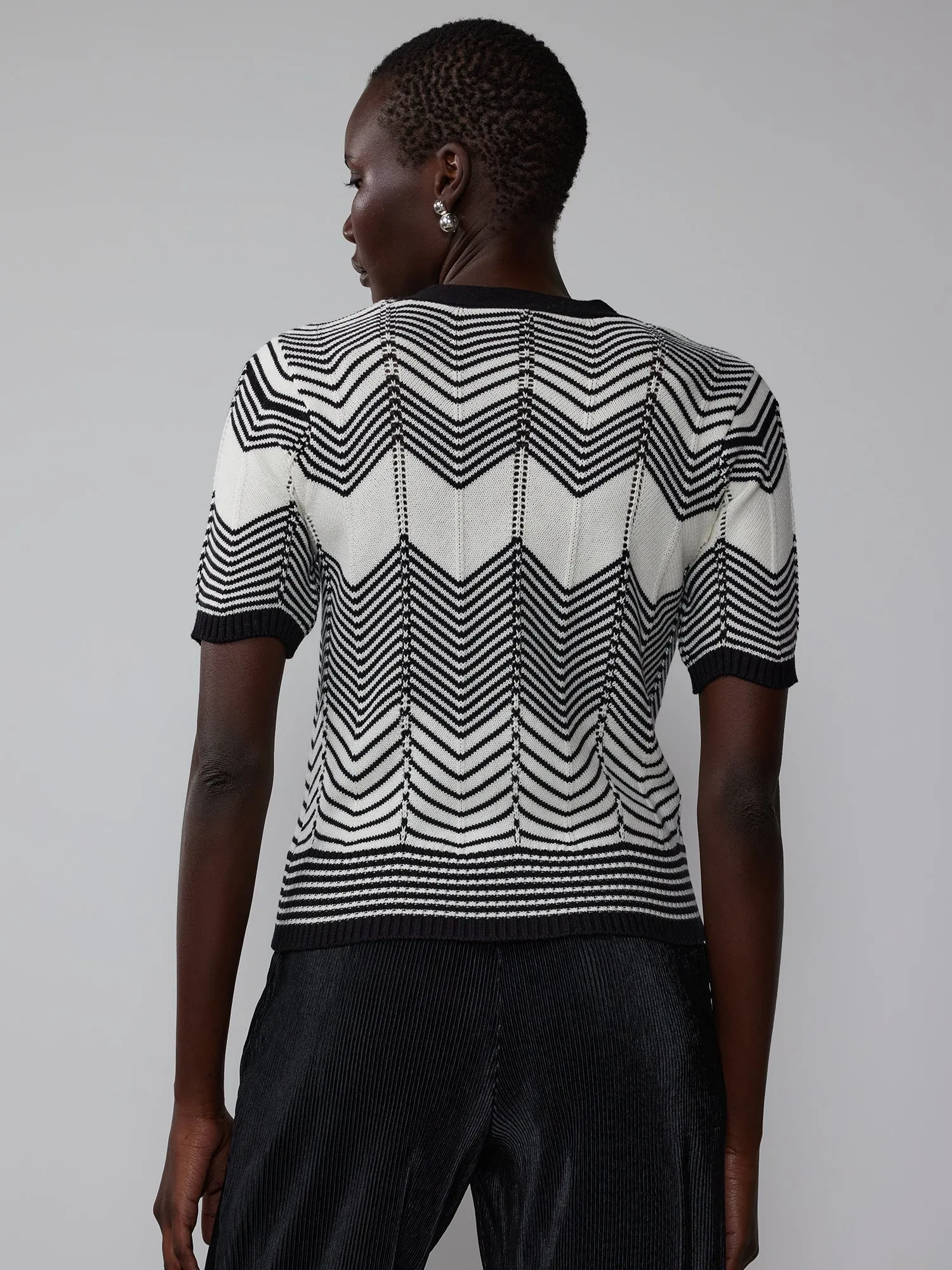 Chevron Front Button Cardigan