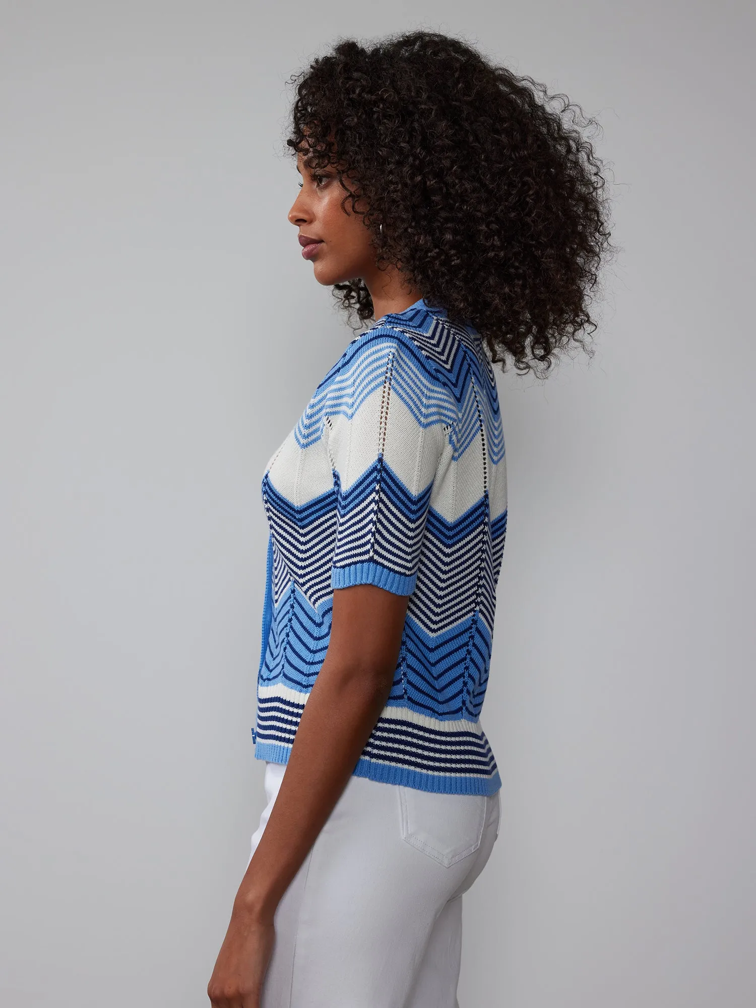 Chevron Front Button Cardigan