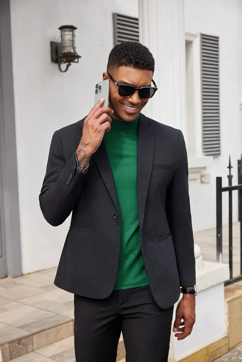 COOFANDY Mens Mock Turtleneck Shirts Casual Premium Cotton Short Sleeve Shirt 2025 Basic Half Neck T-Shirts