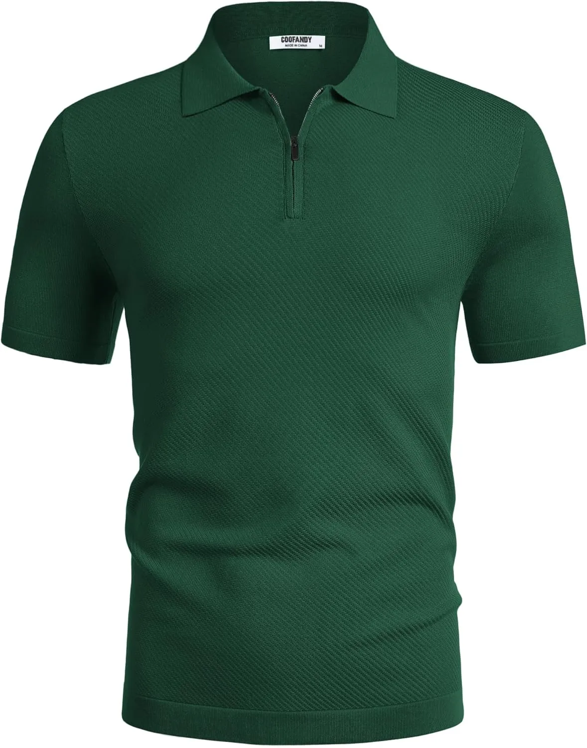 COOFANDY Men's Zipper Polo Shirts Short Sleeve Knit Polo T Shirt Casual Golf Polos for Men