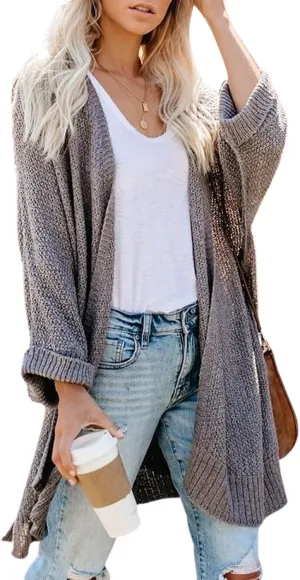 CUPSHE Women Fall Open Front Crochet Knit Lightweight Long Sleeves Casual Cardigan Sweaters