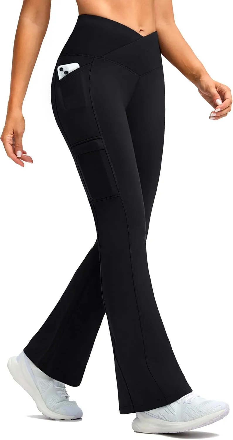 G Gradual Women's Fleece Lined Pants Water Resistant Winter Thermal Flare Leggings Hiking Snow Pants for Women 4 Pockets