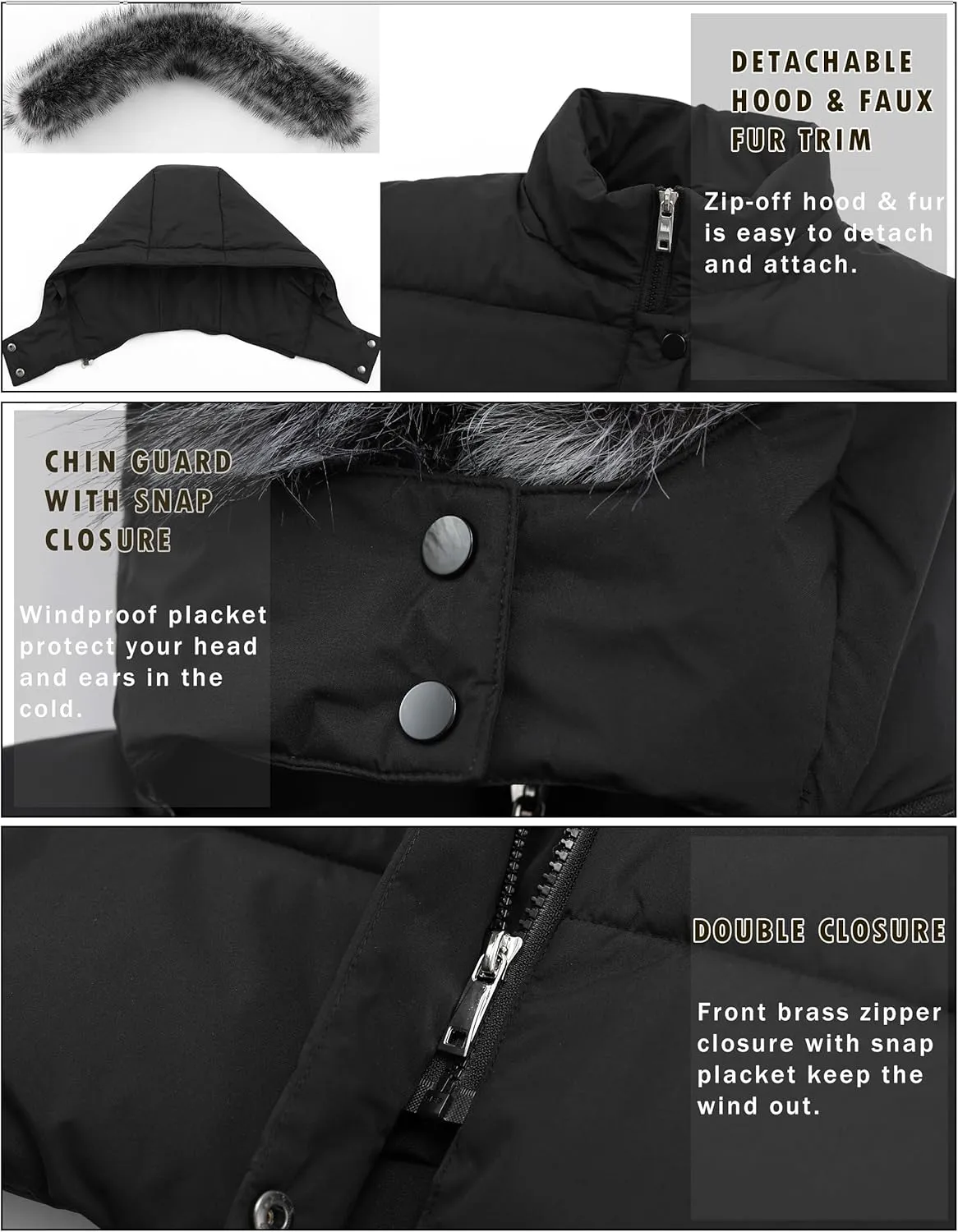 GGleaf Women's Winter Thicken Puffer Coat Warm Snow Jacket with Fur Removable Hood