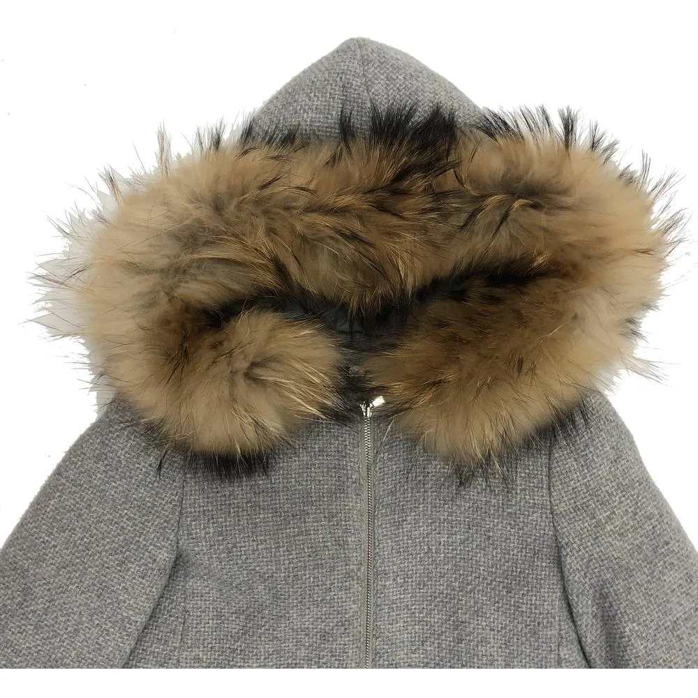 Girls Grey Hooded Coat
