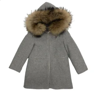 Girls Grey Hooded Coat