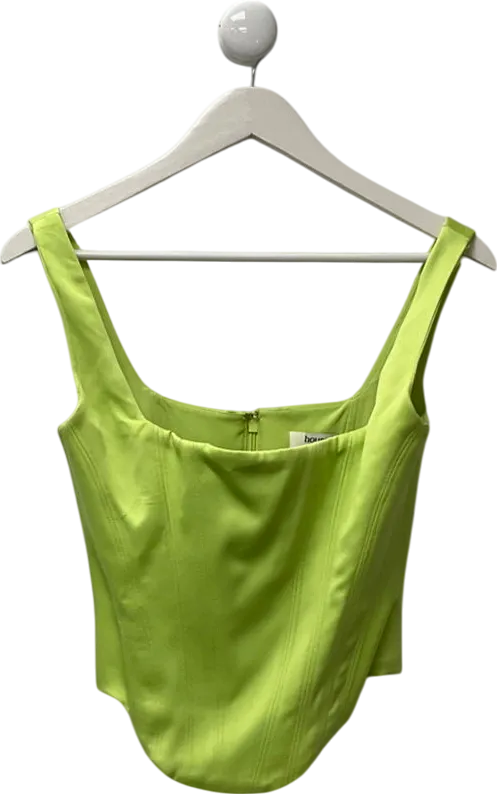 House of CB Green Rafa Corset Lime Satin Longline Corset UK S