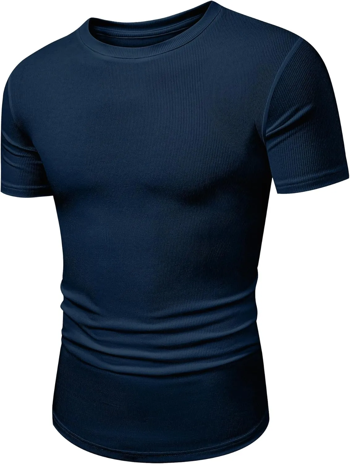 JMIERR Mens Short Sleeve T Shirt Summer Muscle Slim Fitted Crewneck Longline Tees Shirts for Gym Workout
