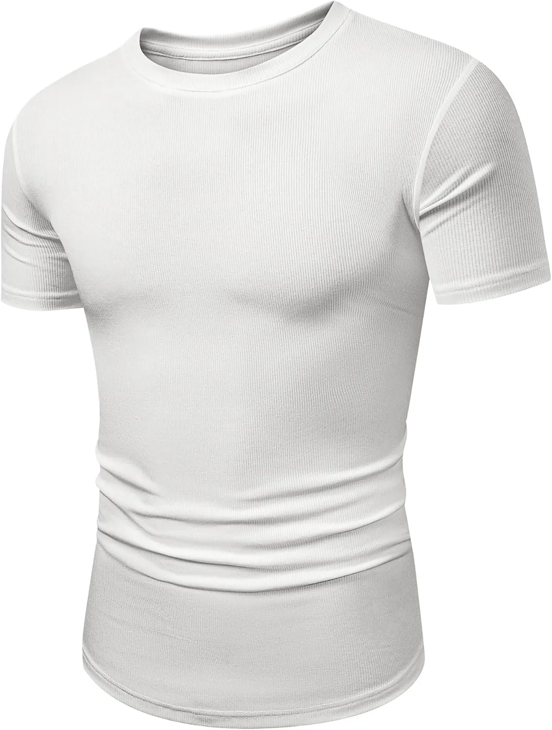 JMIERR Mens Short Sleeve T Shirt Summer Muscle Slim Fitted Crewneck Longline Tees Shirts for Gym Workout