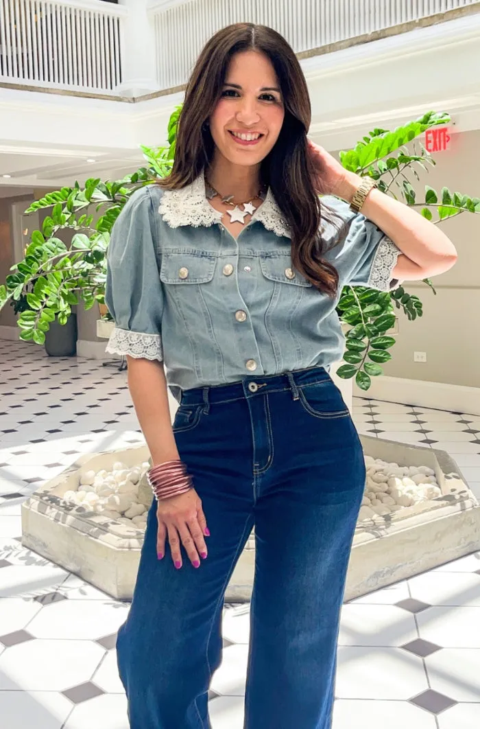 Lace Trim Denim Jacket - NEW!