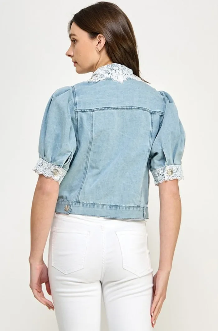 Lace Trim Denim Jacket - NEW!