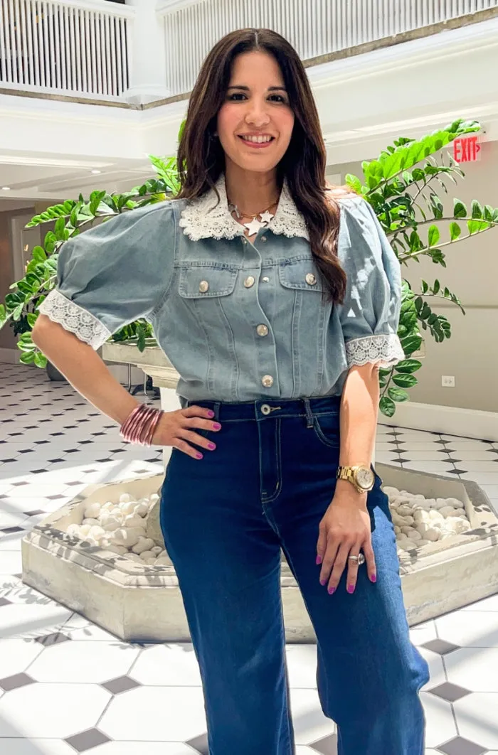 Lace Trim Denim Jacket - NEW!