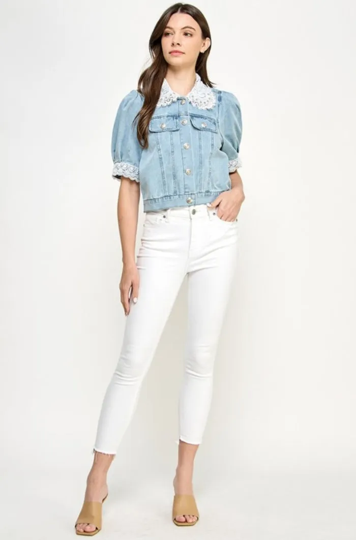 Lace Trim Denim Jacket - NEW!