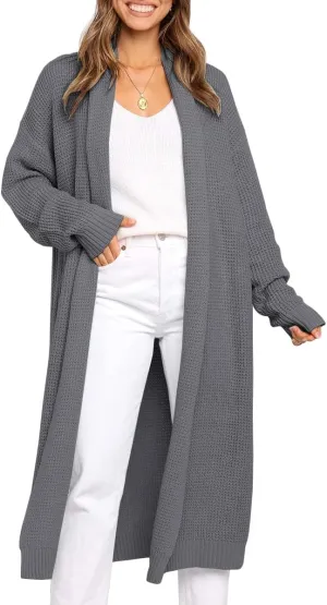 LILLUSORY Long Cardigan Sweaters for Women Fall Trendy Oversized Open Front Winter Coat