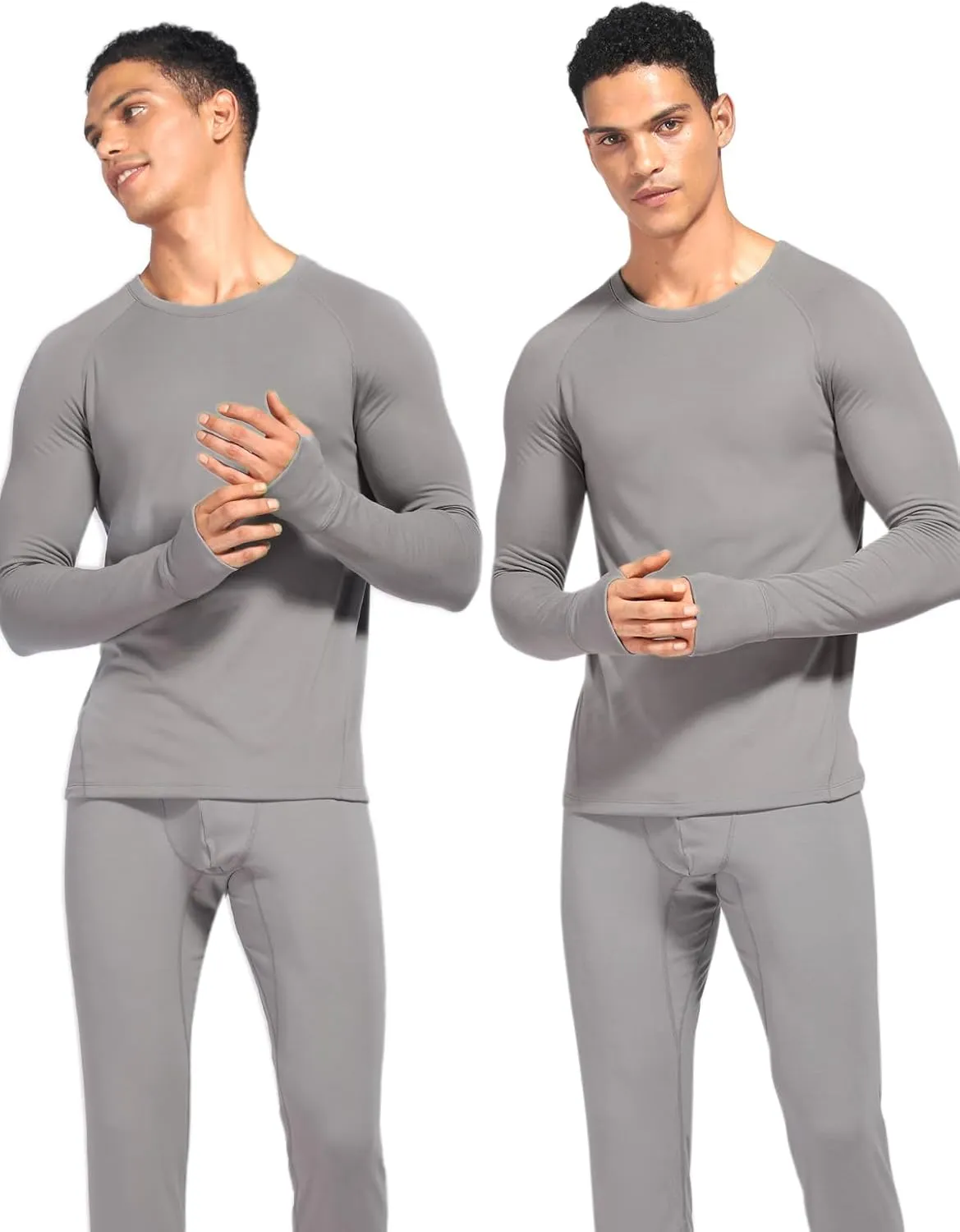 Long Johns for Men Thermal Underwear Soft Fleece Lined Base Layer Set Thermal Top Bottom Pajama Set for Cold Weather