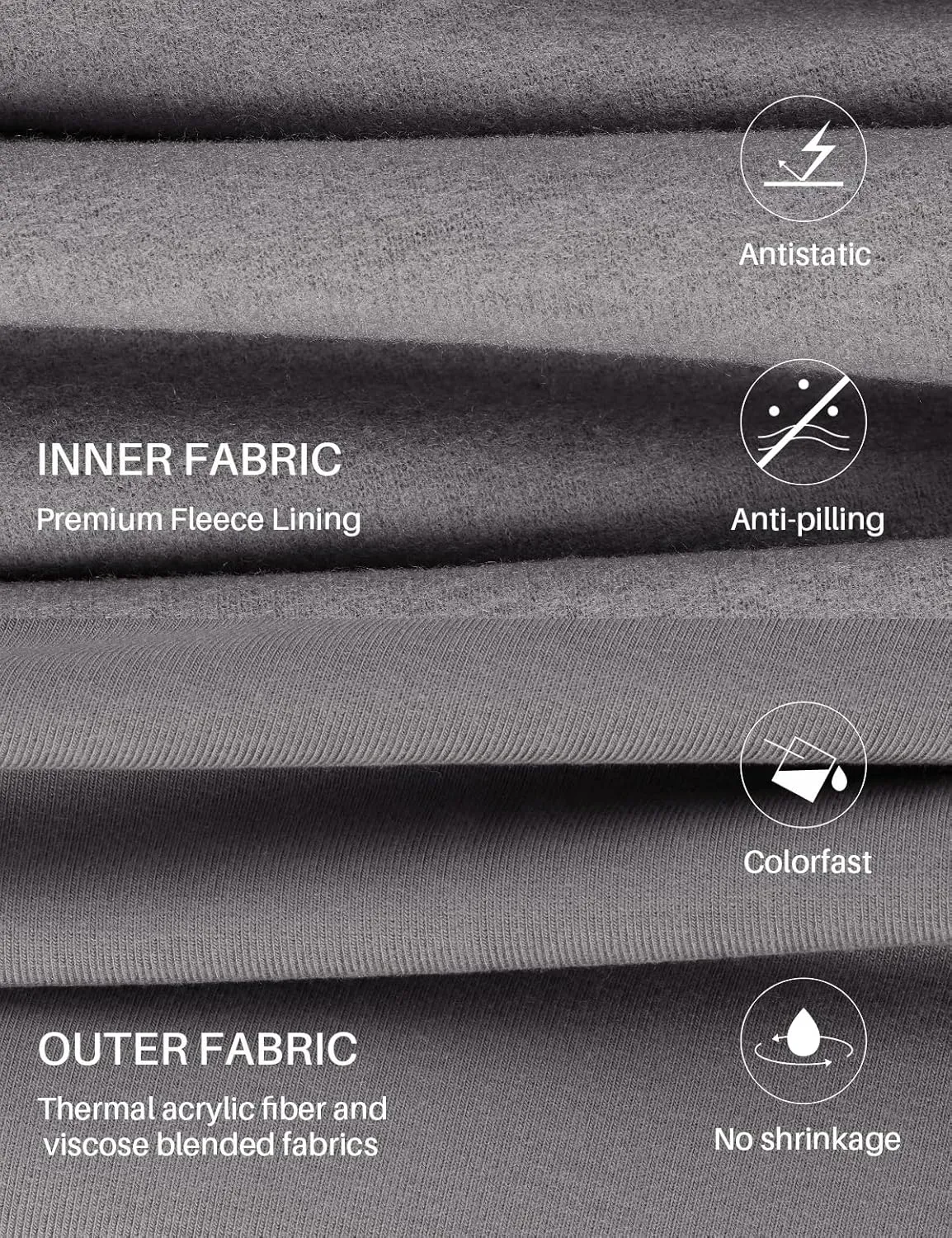 Long Johns for Men Thermal Underwear Soft Fleece Lined Base Layer Set Thermal Top Bottom Pajama Set for Cold Weather