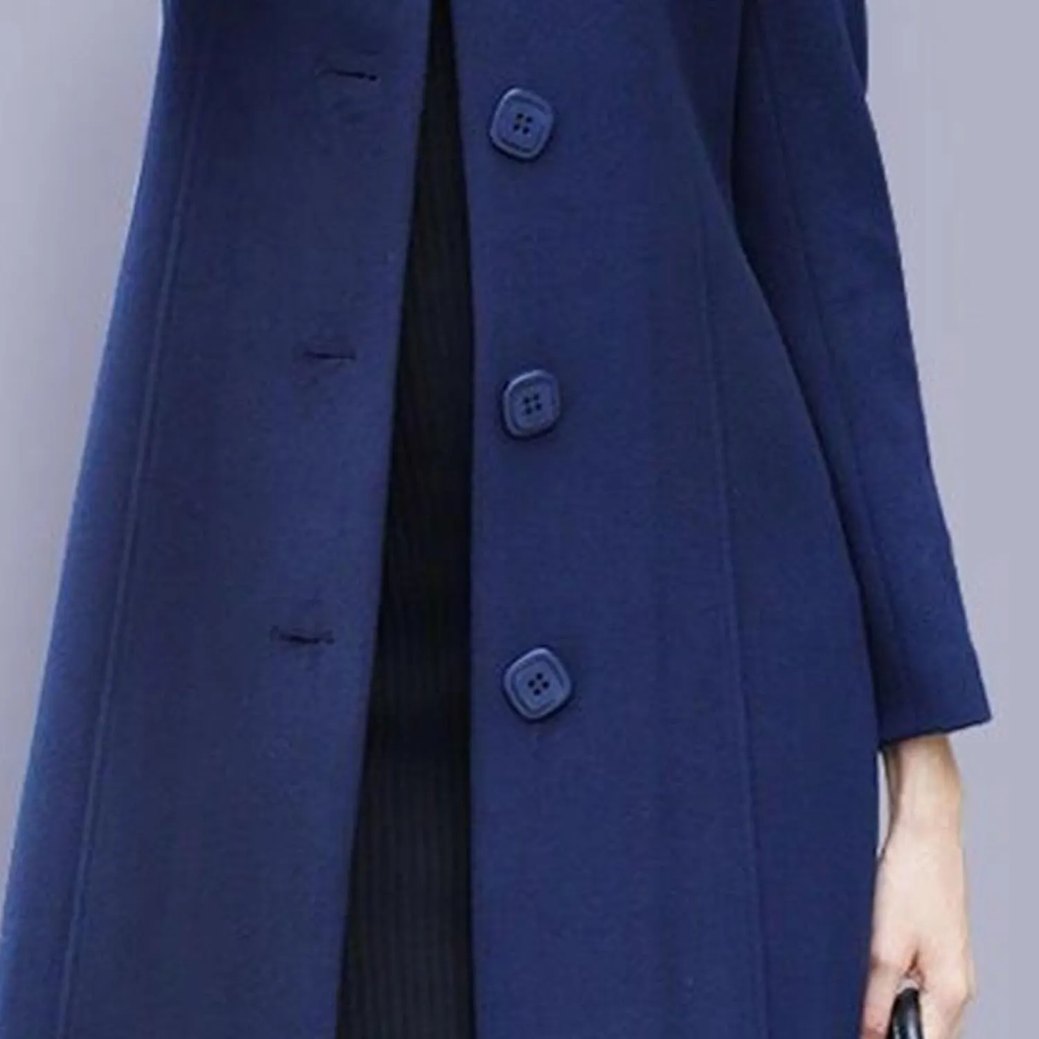 Maiyifu-GJ Women's Elegant Single Breasted Long Wool Blend Overcoat Fall Winter Lapel Trench Coat Jackets Casual Coats