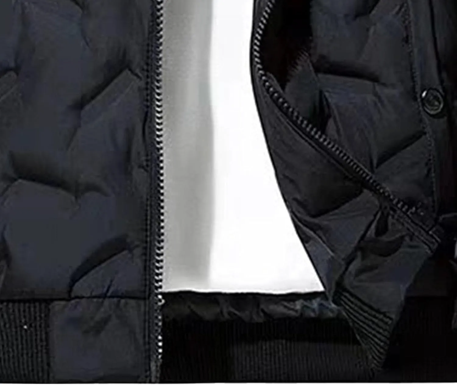 Men's Camo Quilted Bomber Jacket Winter Rib Varsity Baseball Jacket Lightweight Windproof Warm Padded Coats