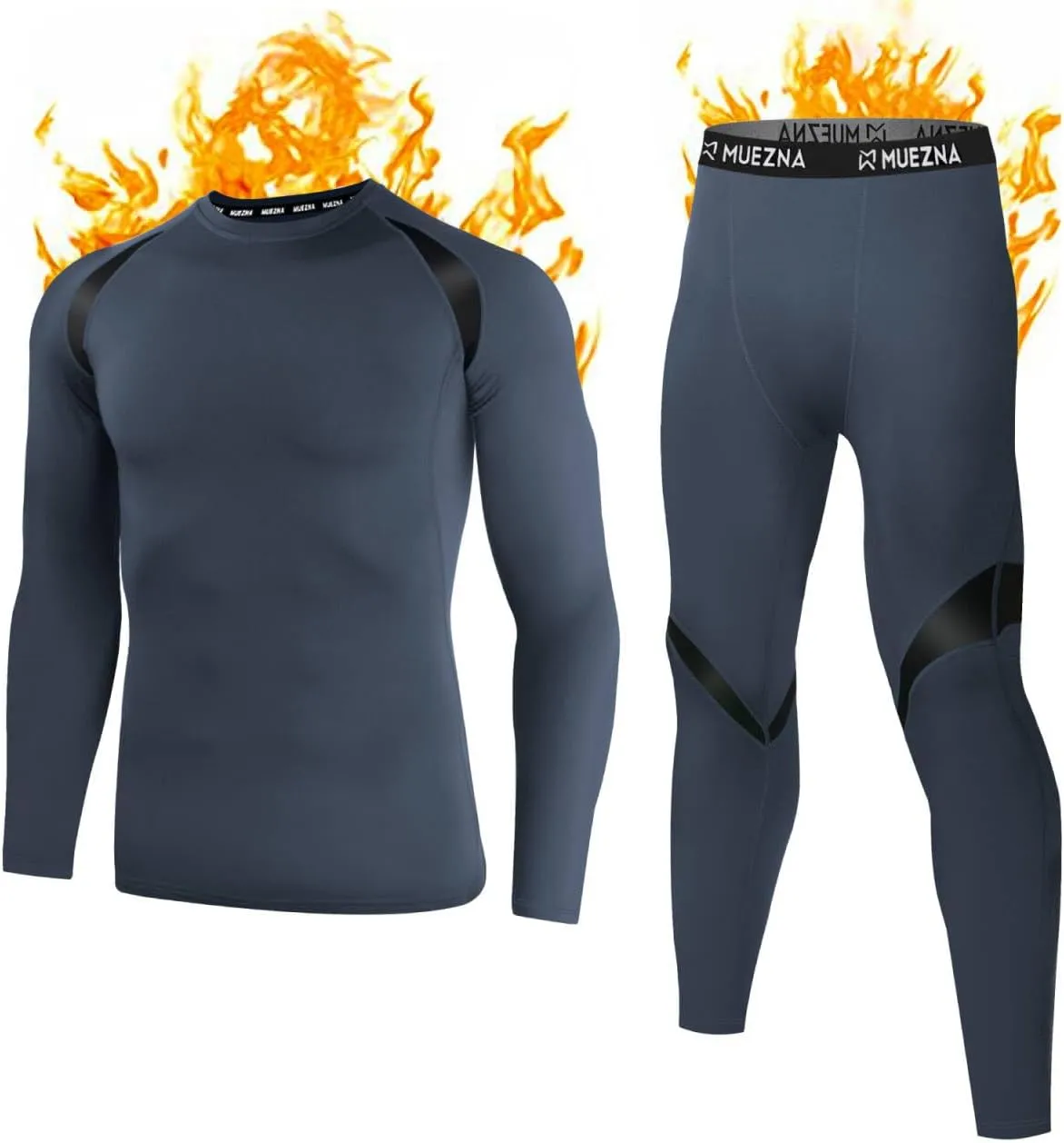Muezna Men's Thermal Top and Bottom Set Underwear Long Johns Base Layer with Soft Fleece Lined