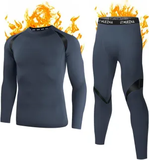 Muezna Men's Thermal Top and Bottom Set Underwear Long Johns Base Layer with Soft Fleece Lined