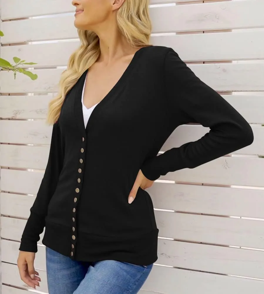 NENONA Women's Long Sleeve Lightweight Summer Cardigans Open Front Button Down Basic Soft Fall Fashion Outwear