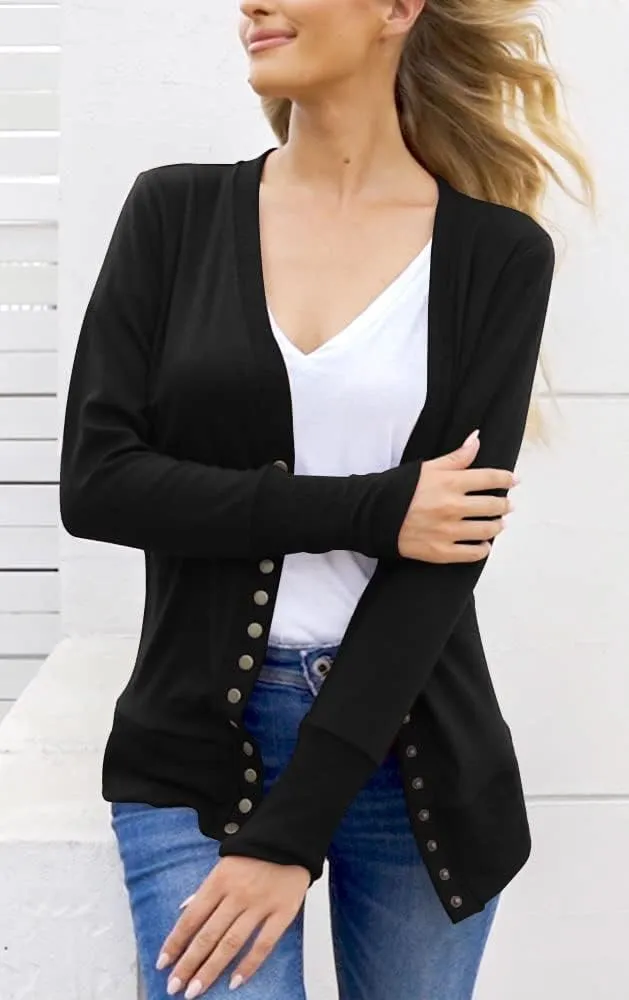 NENONA Women's Long Sleeve Lightweight Summer Cardigans Open Front Button Down Basic Soft Fall Fashion Outwear