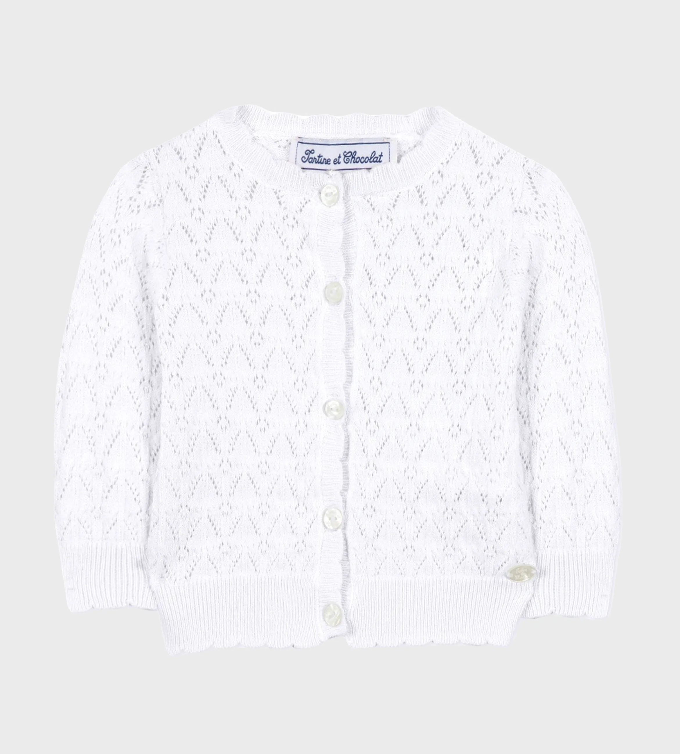 Openwork-Detailing Cardigan Blanc