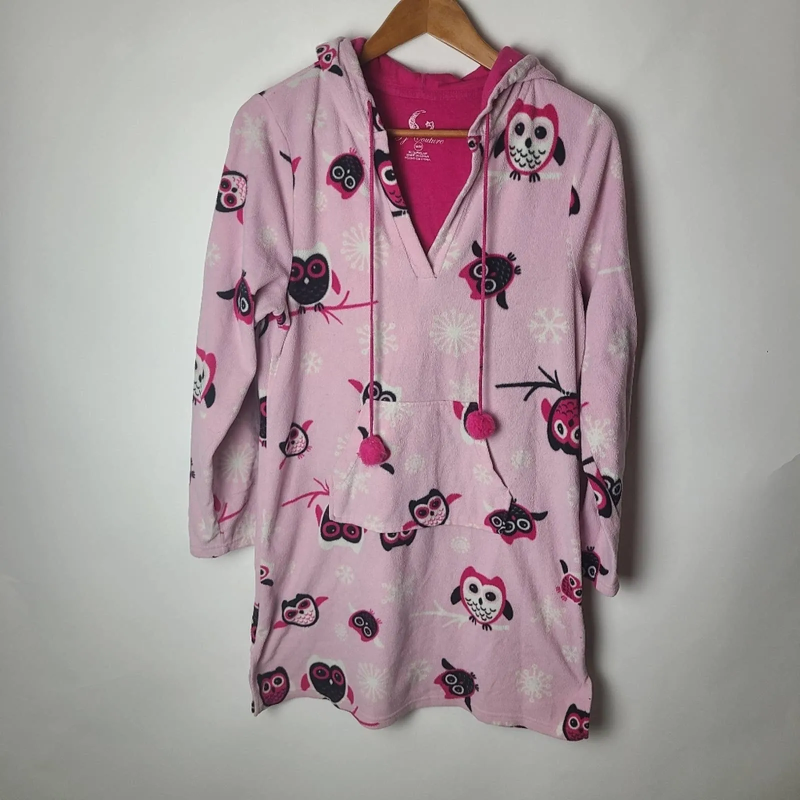 Owl Fleece Hooded Sleepshirt/Dress