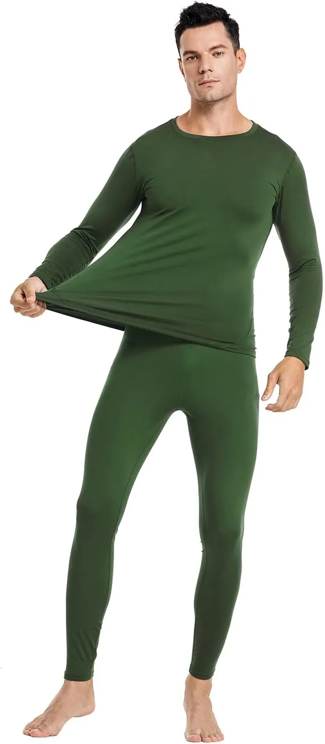 PISIQI Thermal Underwear Men Ultra-Soft Long Johns Set with Fleece Lined Base Layer Winter Skiing Warm Top & Bottom