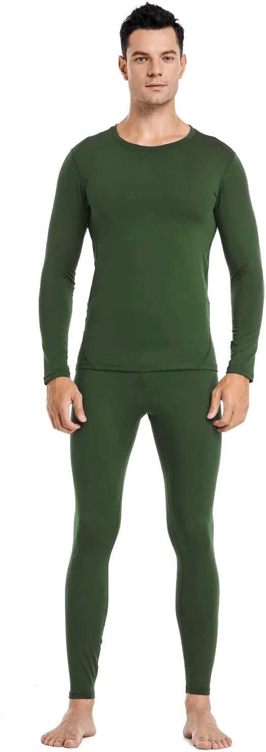 PISIQI Thermal Underwear Men Ultra-Soft Long Johns Set with Fleece Lined Base Layer Winter Skiing Warm Top & Bottom