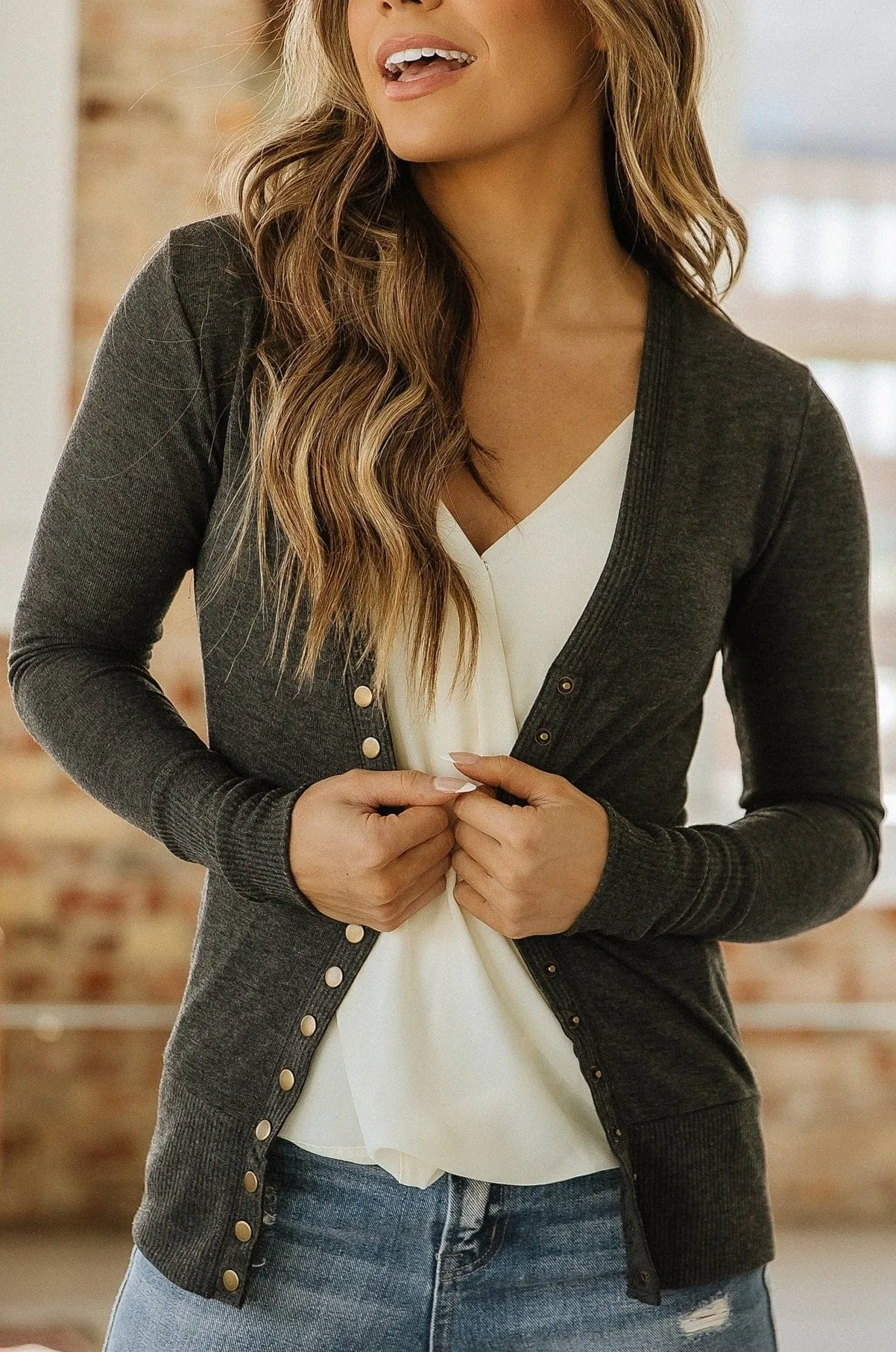 Ribbed Snap Cardigan | S-XL