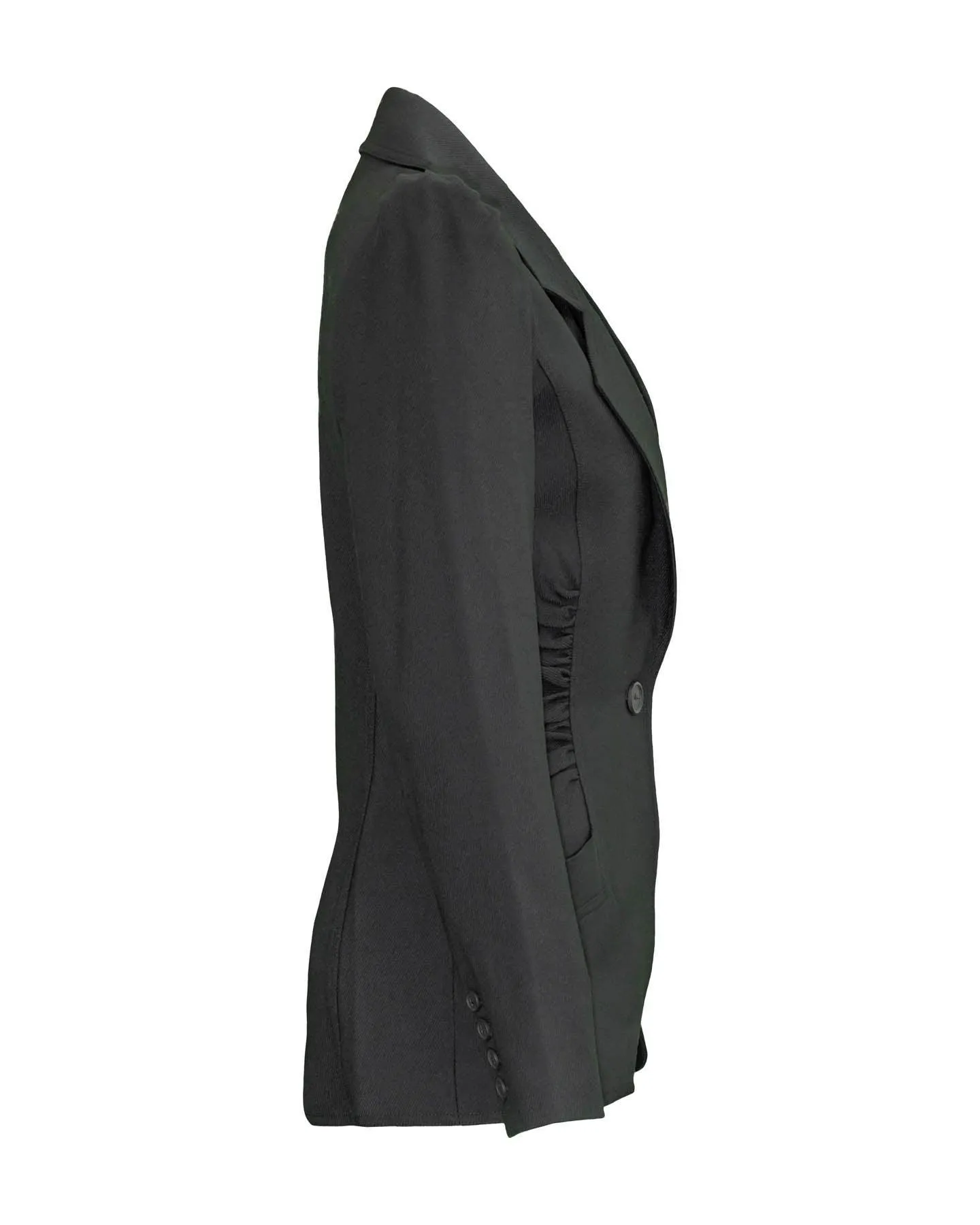 Ruched Blazer Black Twill