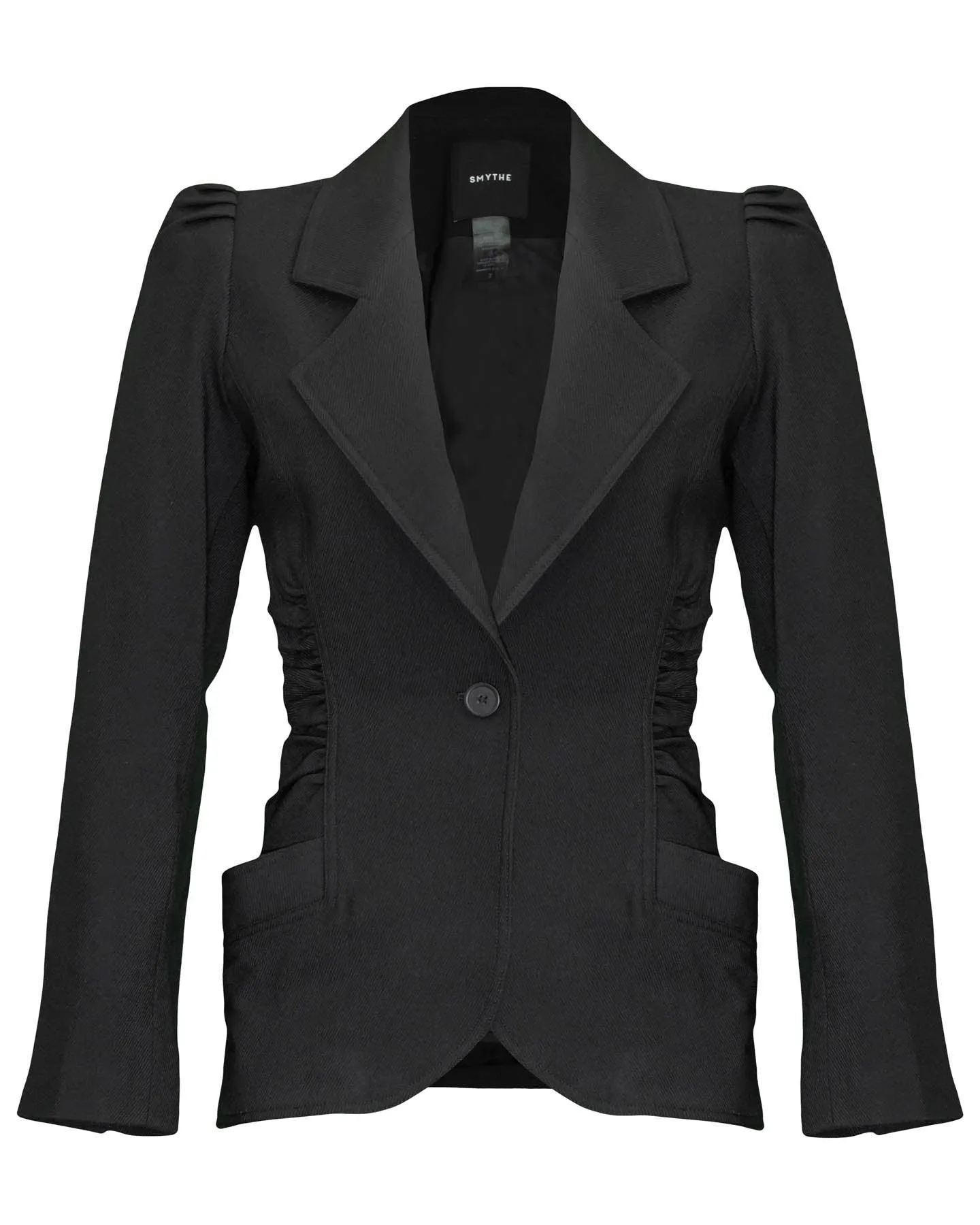 Ruched Blazer Black Twill