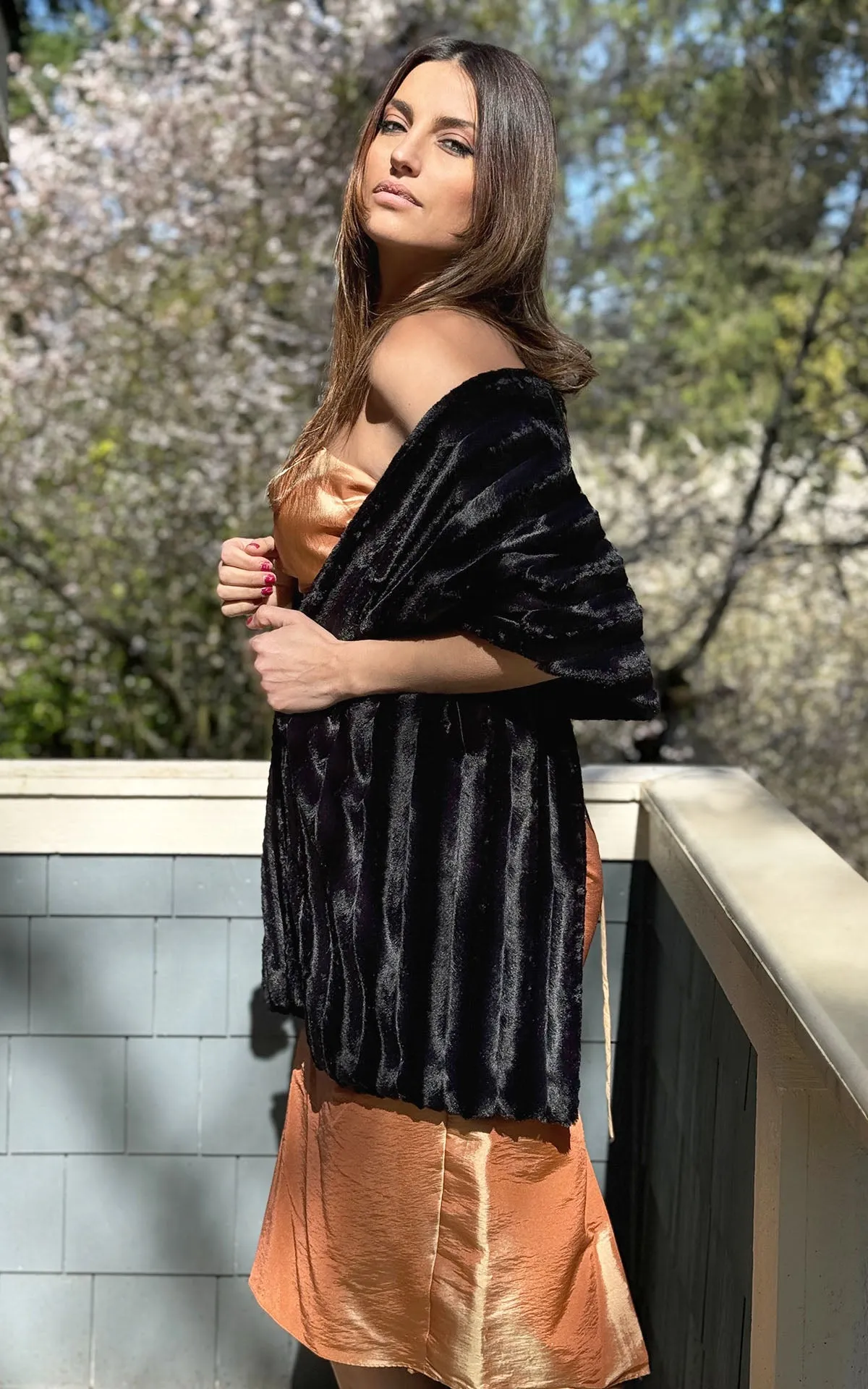 Stole - Minky Faux Fur in Black