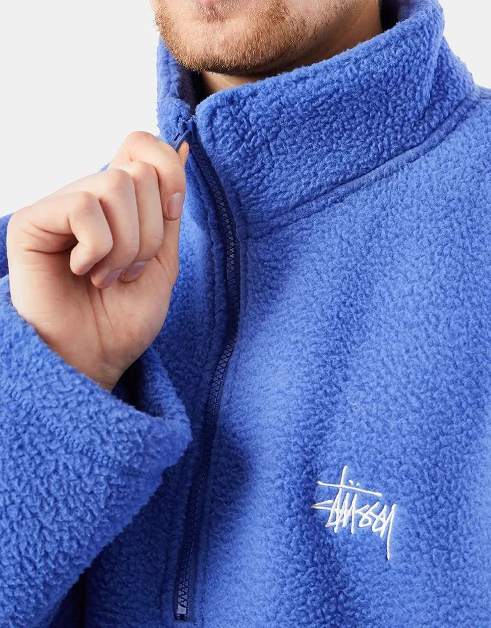 Stüssy Half Zip Mock Neck - Periwinkle