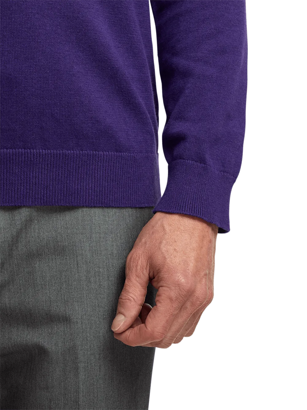 Supima Cotton Four Button Mock Neck Sweater - Plum