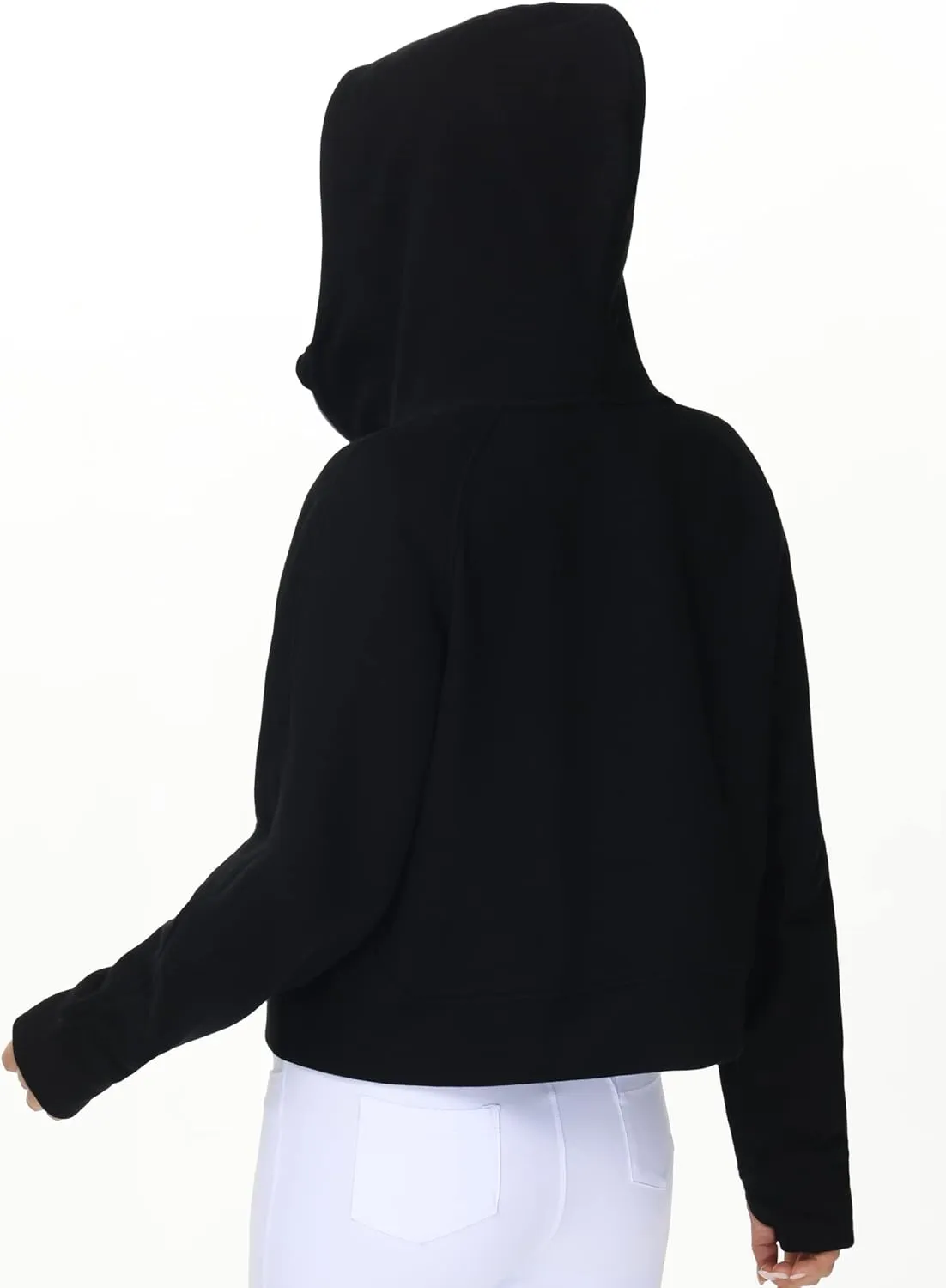 THE GYM PEOPLE Women's Full-Zip Up Hoodies Jacket Fleece Workout Crop Tops Sweatshirts with Pockets Thumb Hole