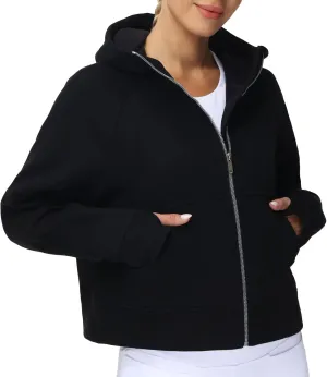 THE GYM PEOPLE Women's Full-Zip Up Hoodies Jacket Fleece Workout Crop Tops Sweatshirts with Pockets Thumb Hole