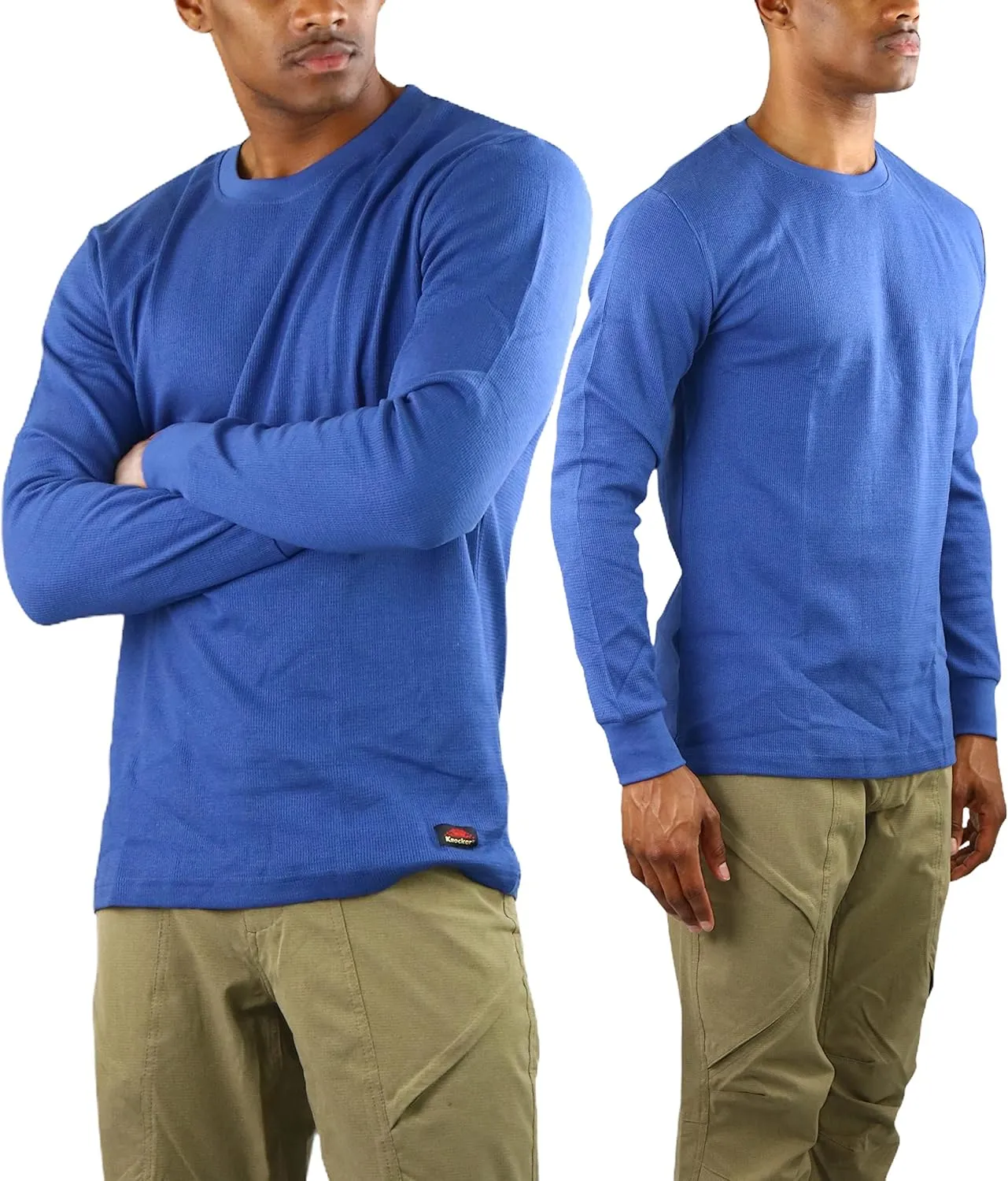 ToBeInStyle Men's Heavy or Medium Weight Premium Waffle Thermal Long Sleeve Crewneck Shirt