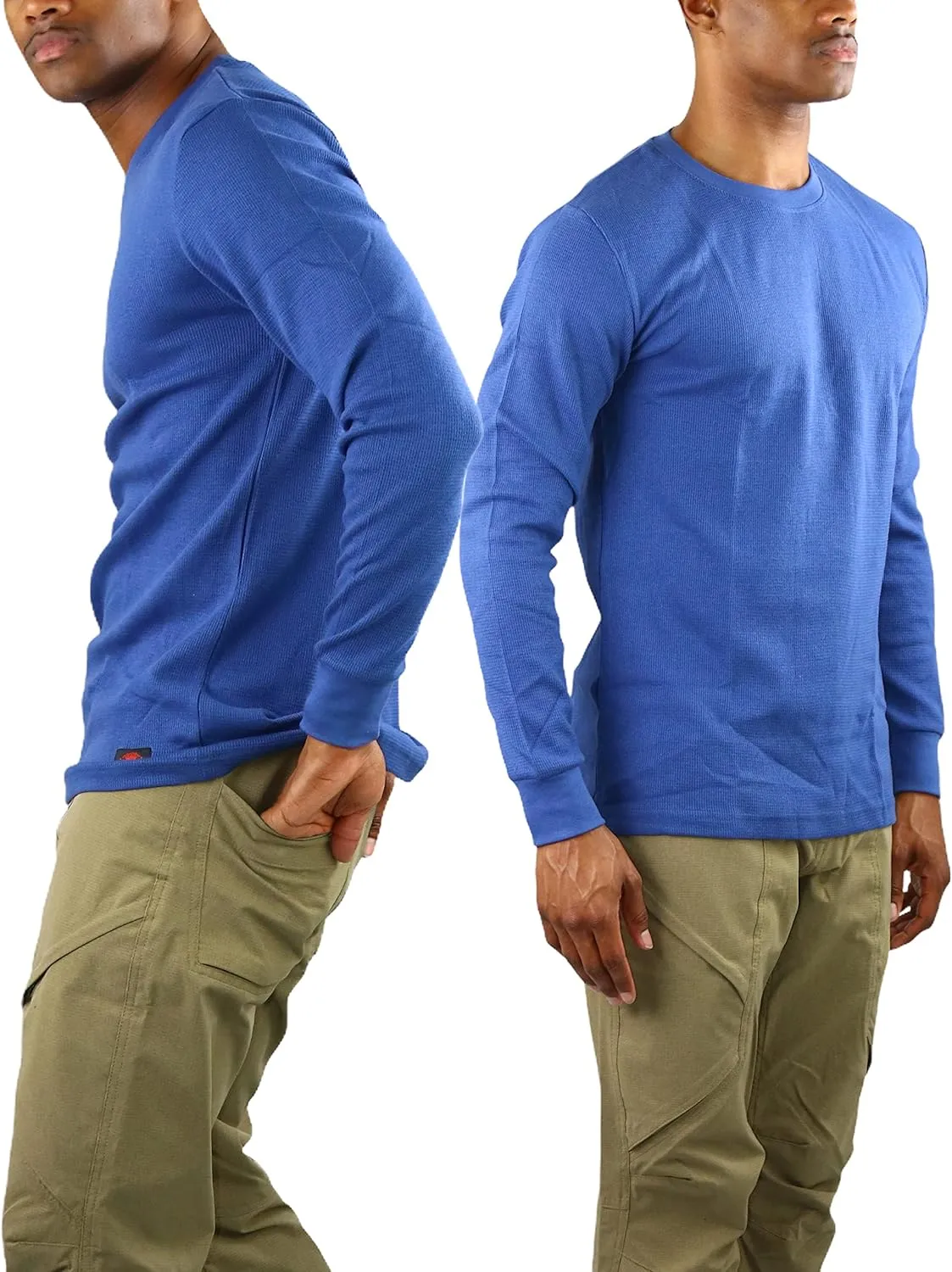 ToBeInStyle Men's Heavy or Medium Weight Premium Waffle Thermal Long Sleeve Crewneck Shirt