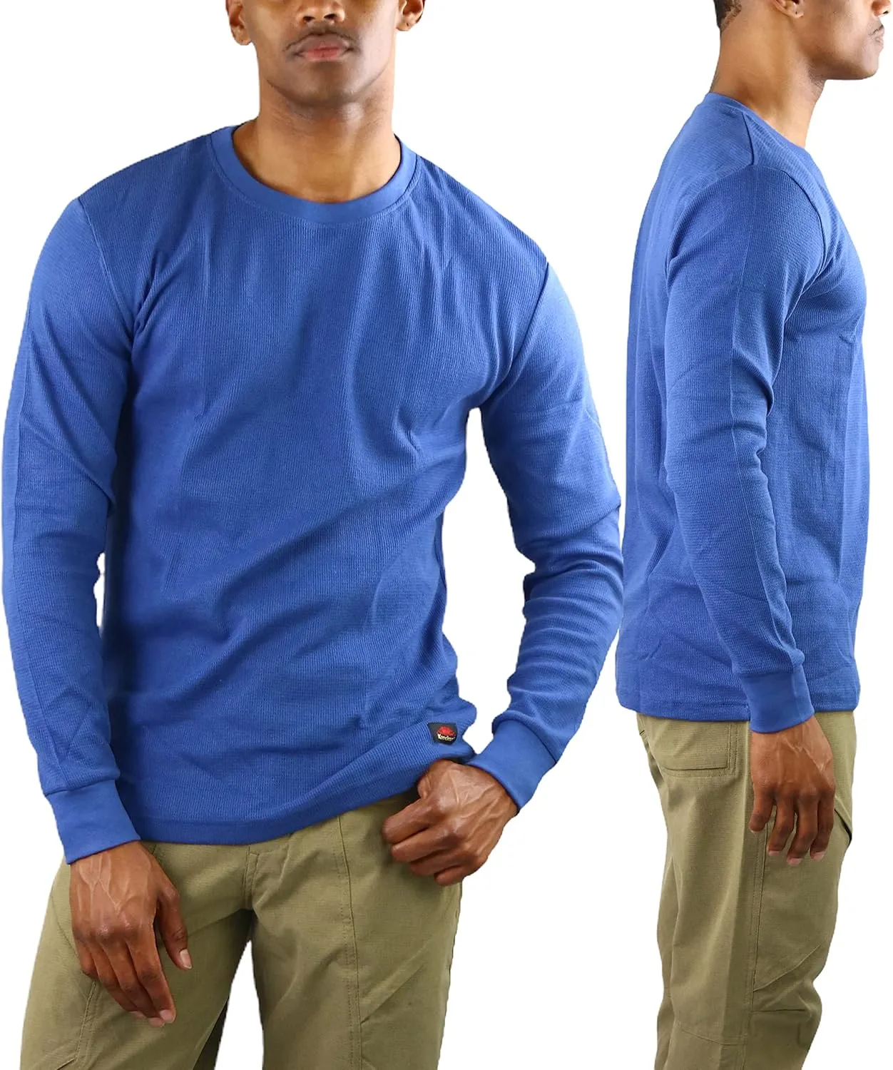 ToBeInStyle Men's Heavy or Medium Weight Premium Waffle Thermal Long Sleeve Crewneck Shirt