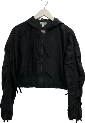 Topshop Black Shell Hooded Bomber Jacket UK S