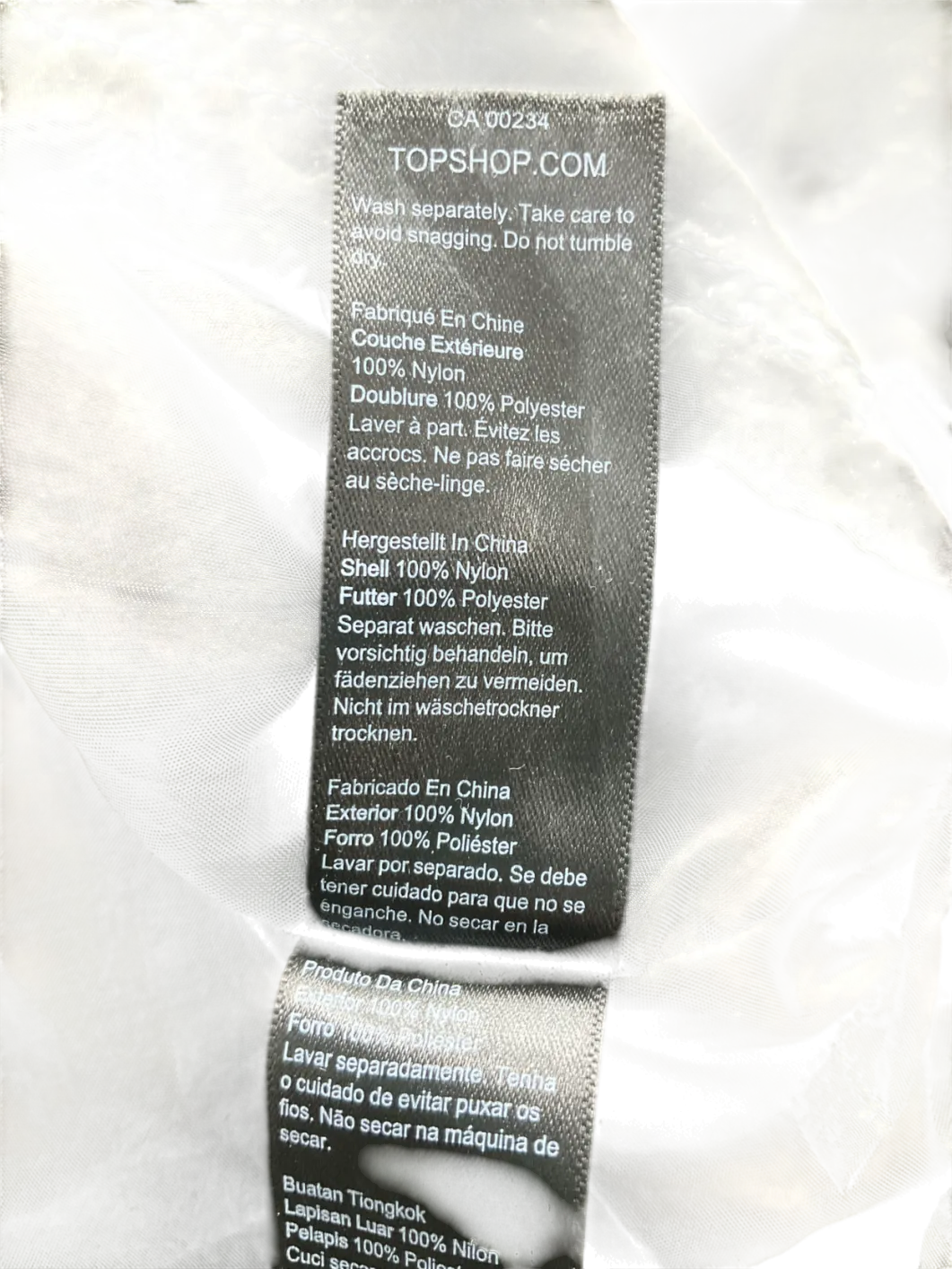 Topshop Black Shell Hooded Bomber Jacket UK S