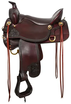 Tucker Custom High Plains Hand Tooled Trail Saddle, Medium, Brown