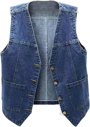 Womens Jean Vest Jackets Lightweight Sleeveless Denim Jackets Button Down Casual Fashion 2024 Fall Fashion Vest Coat